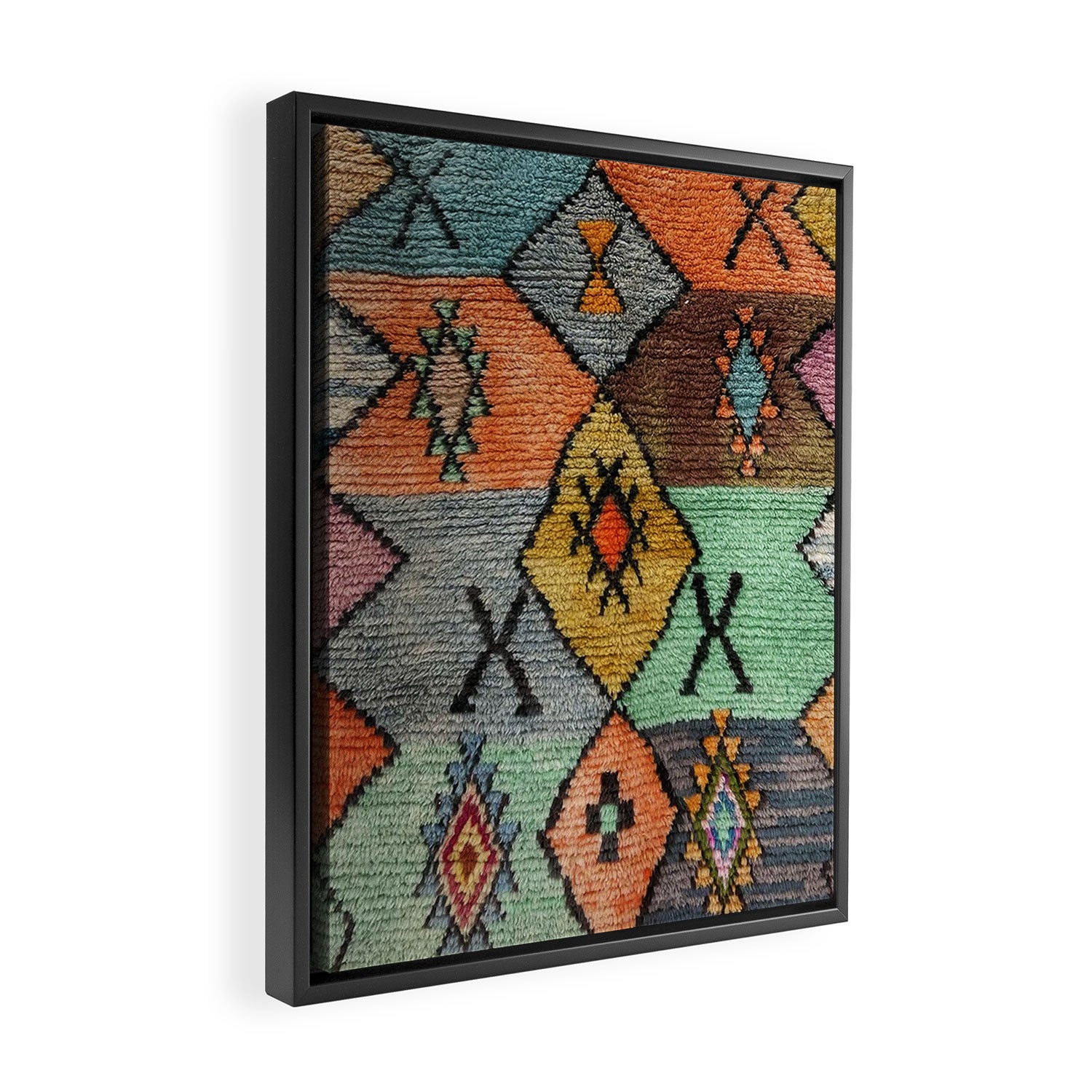Traditional Vintage Moroccan Rug Framed Canvas Print Gallery Image 2