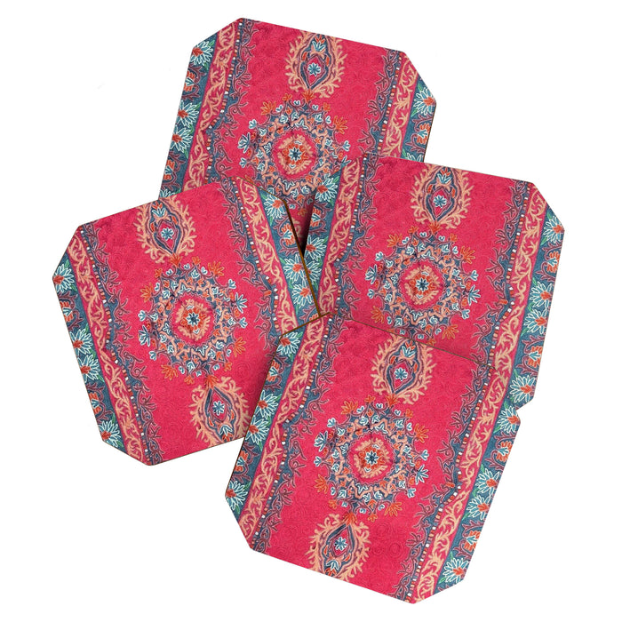 Vintage Crimson Arabesque Coaster Gallery Image 1