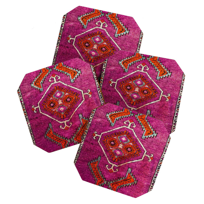 vintage Moroccan carpet Coaster Gallery Image 1
