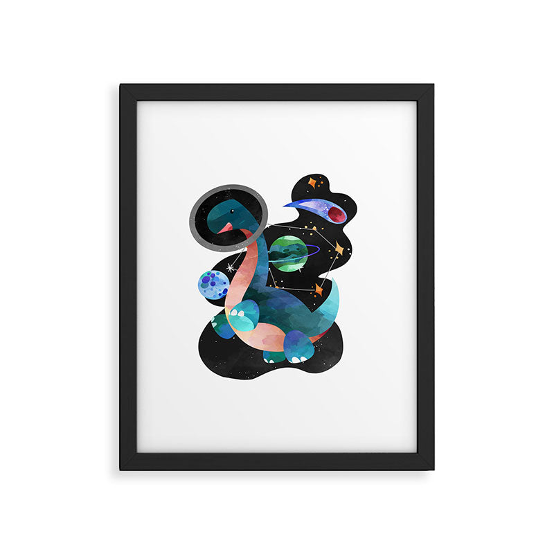 Dinosaur Astronauts In Space Watercolor Pattern Framed Art Print Gallery Image 5