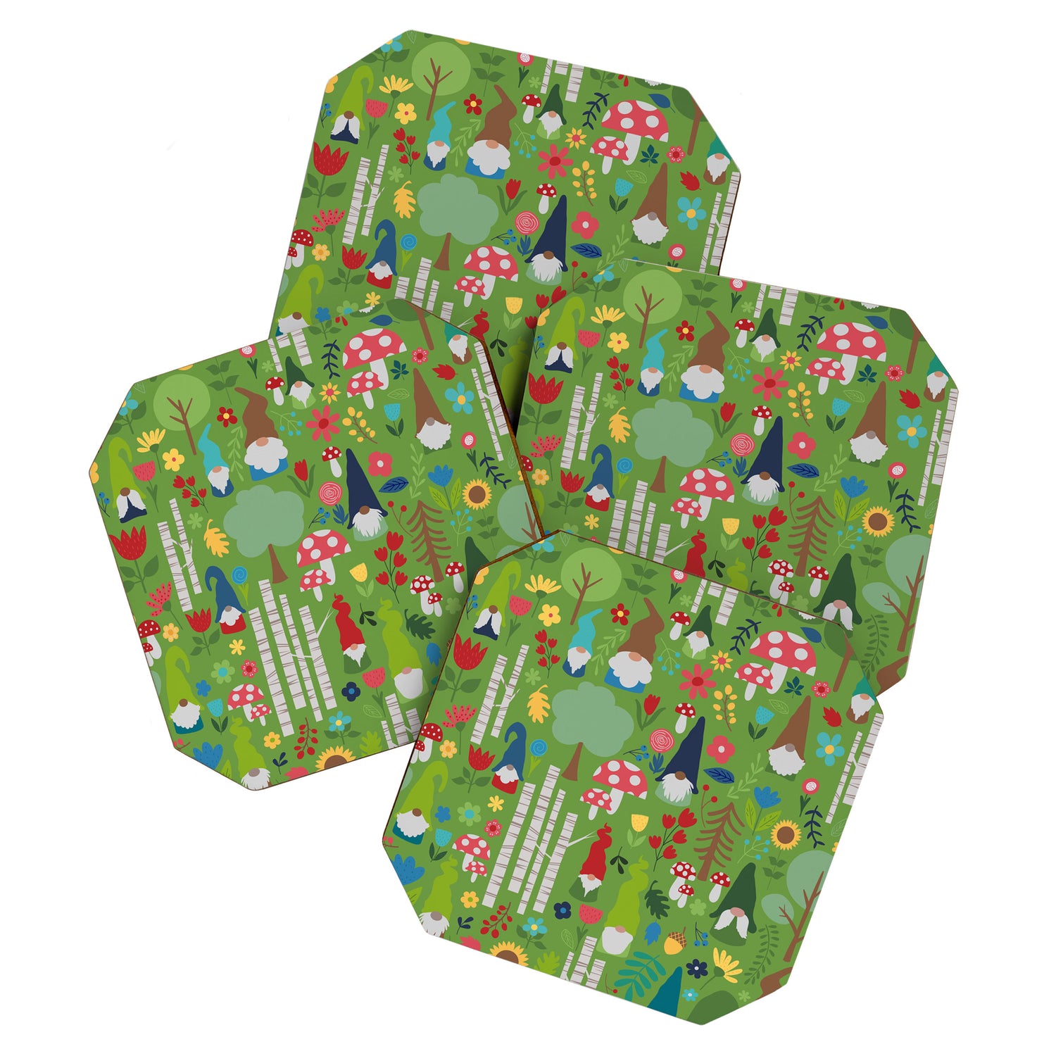 Gnomes In the Garden Green Coaster Gallery Image 1