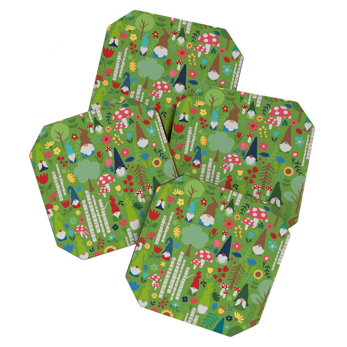 Gnomes In the Garden Green Coaster Gallery Image 1