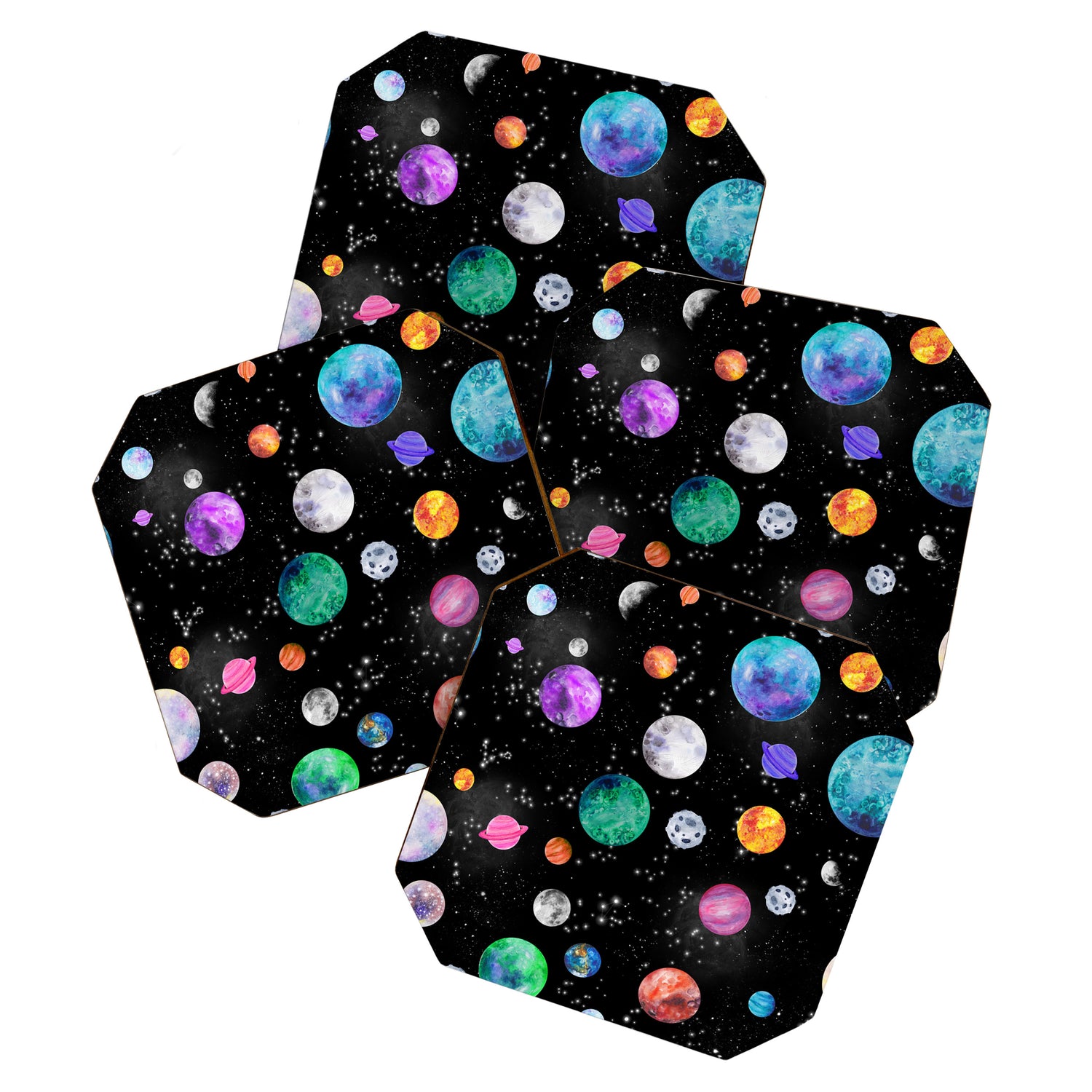 Outer Space Planets Watercolor Galaxy Coaster Gallery Image 1