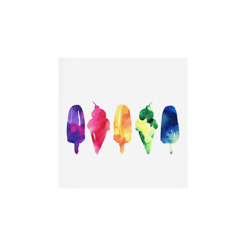 Rainbow Watercolor Popsicles Ice Cream Cones Art Print Gallery Image 1