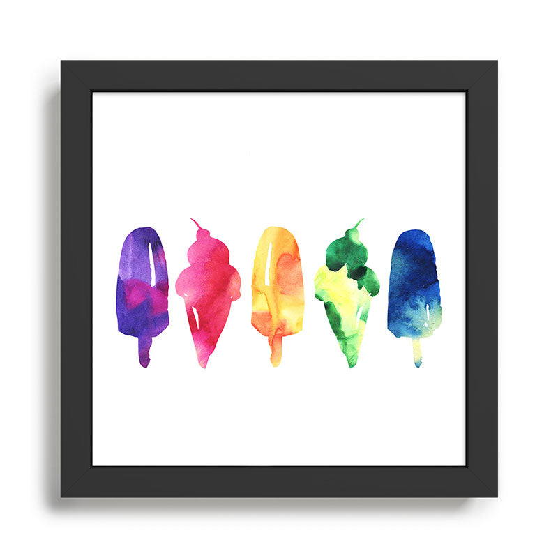 Rainbow Watercolor Popsicles Ice Cream Cones Framed Art Print Gallery Image 1