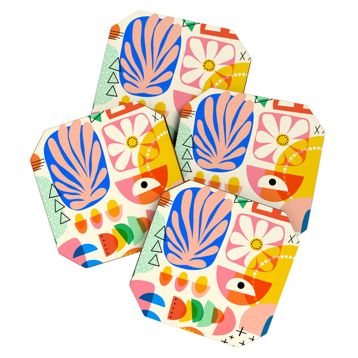 Abstract Mod Art Shapes Pattern Coaster Gallery Image 1