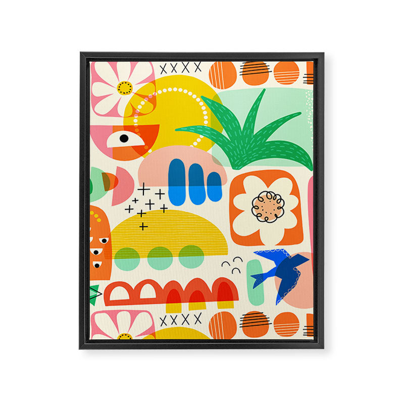 Abstract Mod Art Shapes Pattern Framed Canvas Print Gallery Image 8