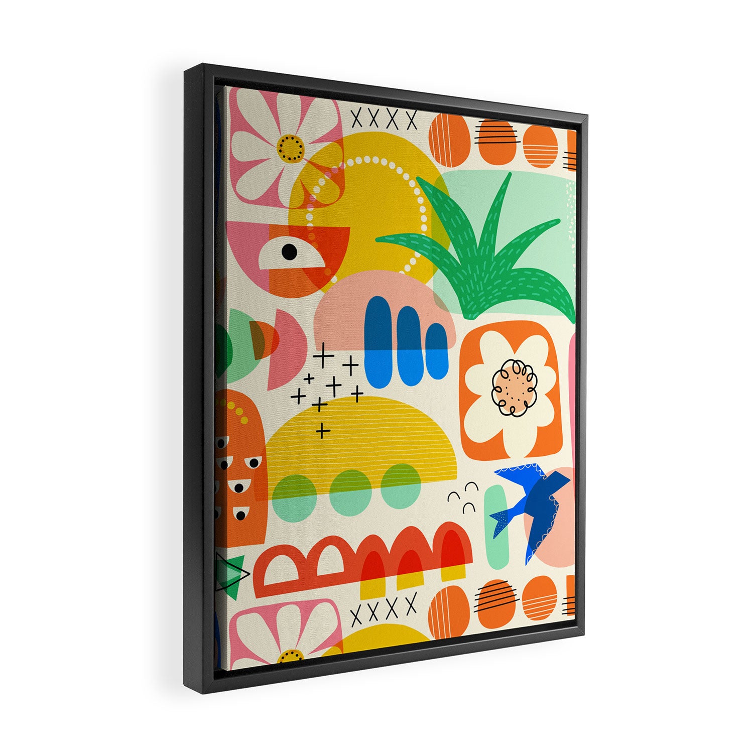 Abstract Mod Art Shapes Pattern Framed Canvas Print Gallery Image 2