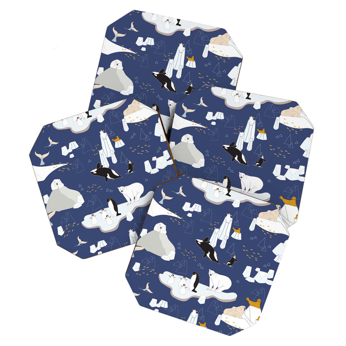 Arctic animals floating on icebergs Coaster Gallery Image 1