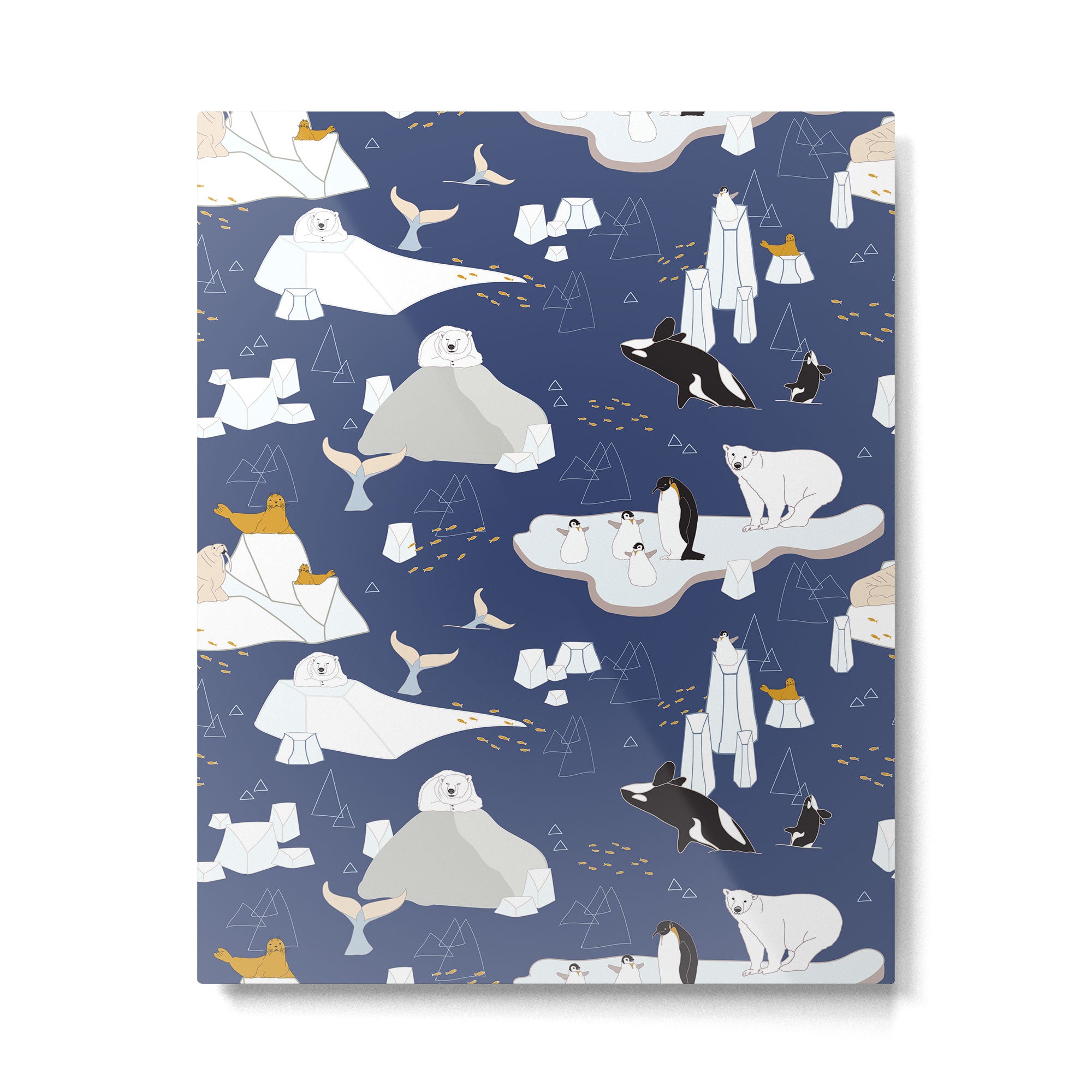 Arctic animals floating on icebergs Metal Print Gallery Image 6