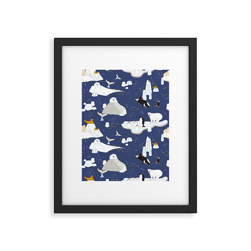 Arctic animals floating on icebergs Framed Art Print Gallery Image 6