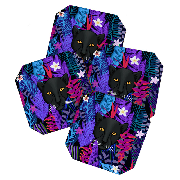 Black Panther Pattern #panther #blackpanther Coaster Gallery Image 1