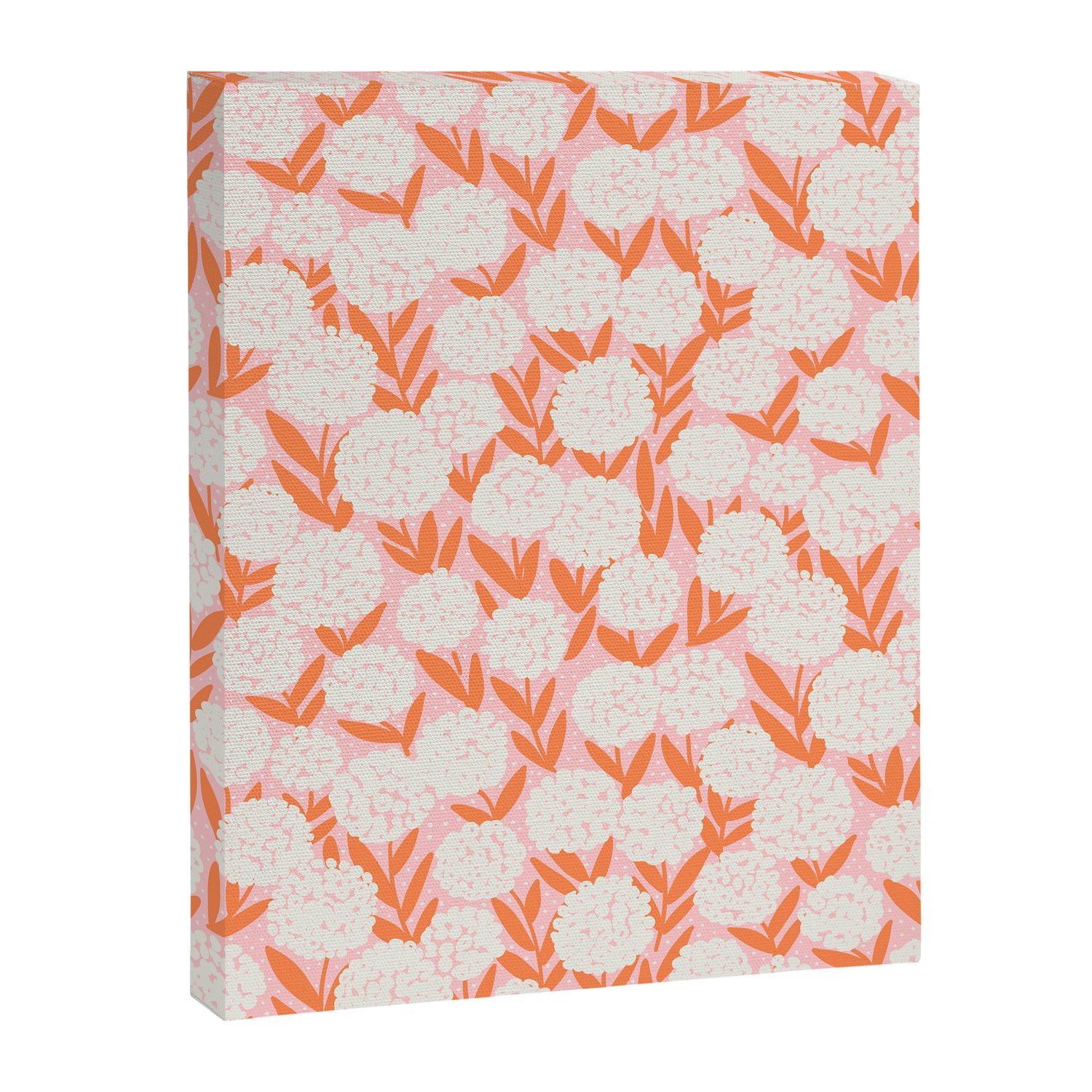 Blooming Abstract Cream and Orange Allium Flowers on Pastel Pink Canvas Print Gallery Image 3