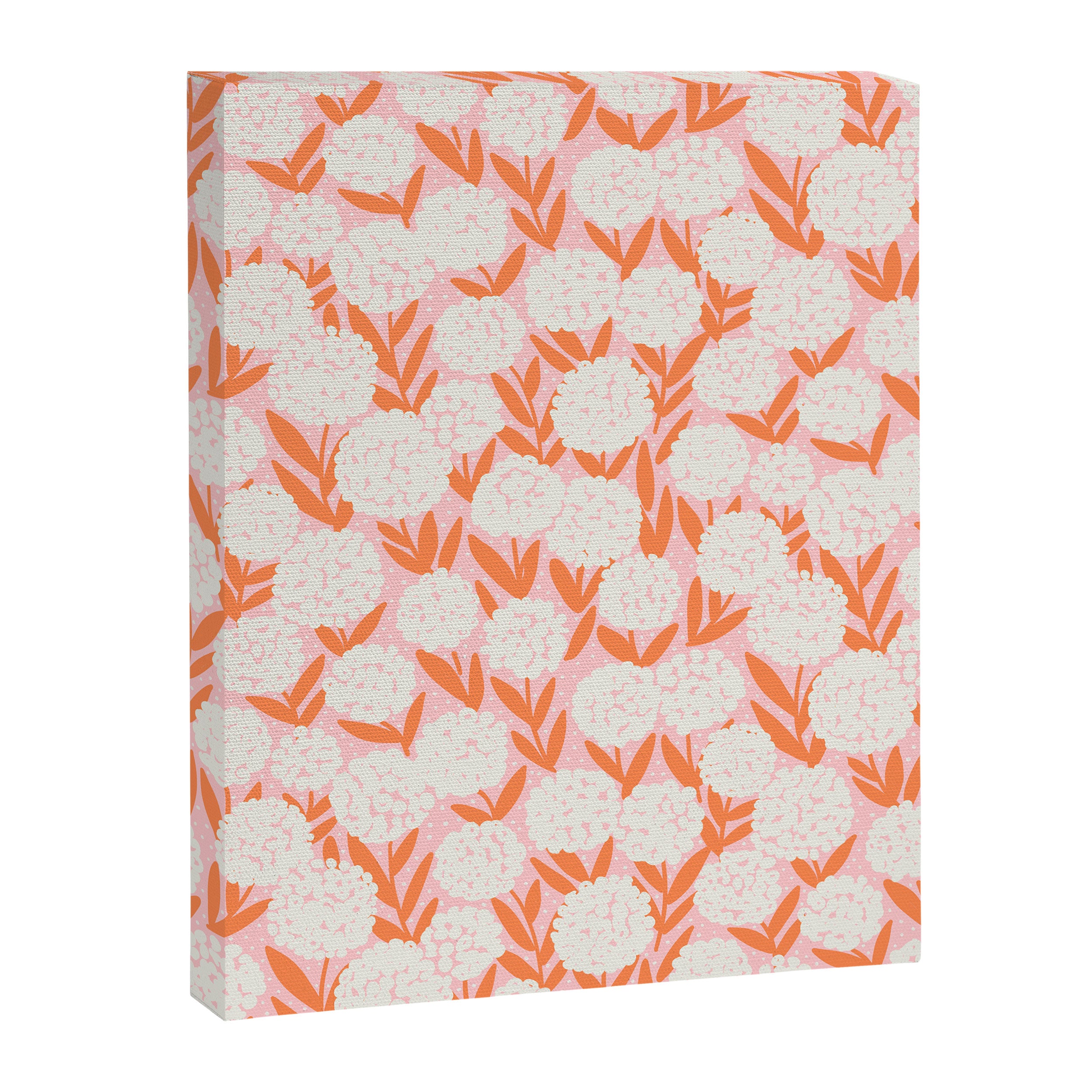 Blooming Abstract Cream and Orange Allium Flowers on Pastel Pink Canvas Print Gallery Image 3