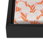 Blooming Abstract Cream and Orange Allium Flowers on Pastel Pink Framed Canvas Print Gallery Image 3