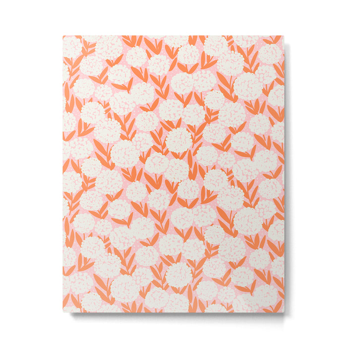 Blooming Abstract Cream and Orange Allium Flowers on Pastel Pink Metal Print Gallery Image 1