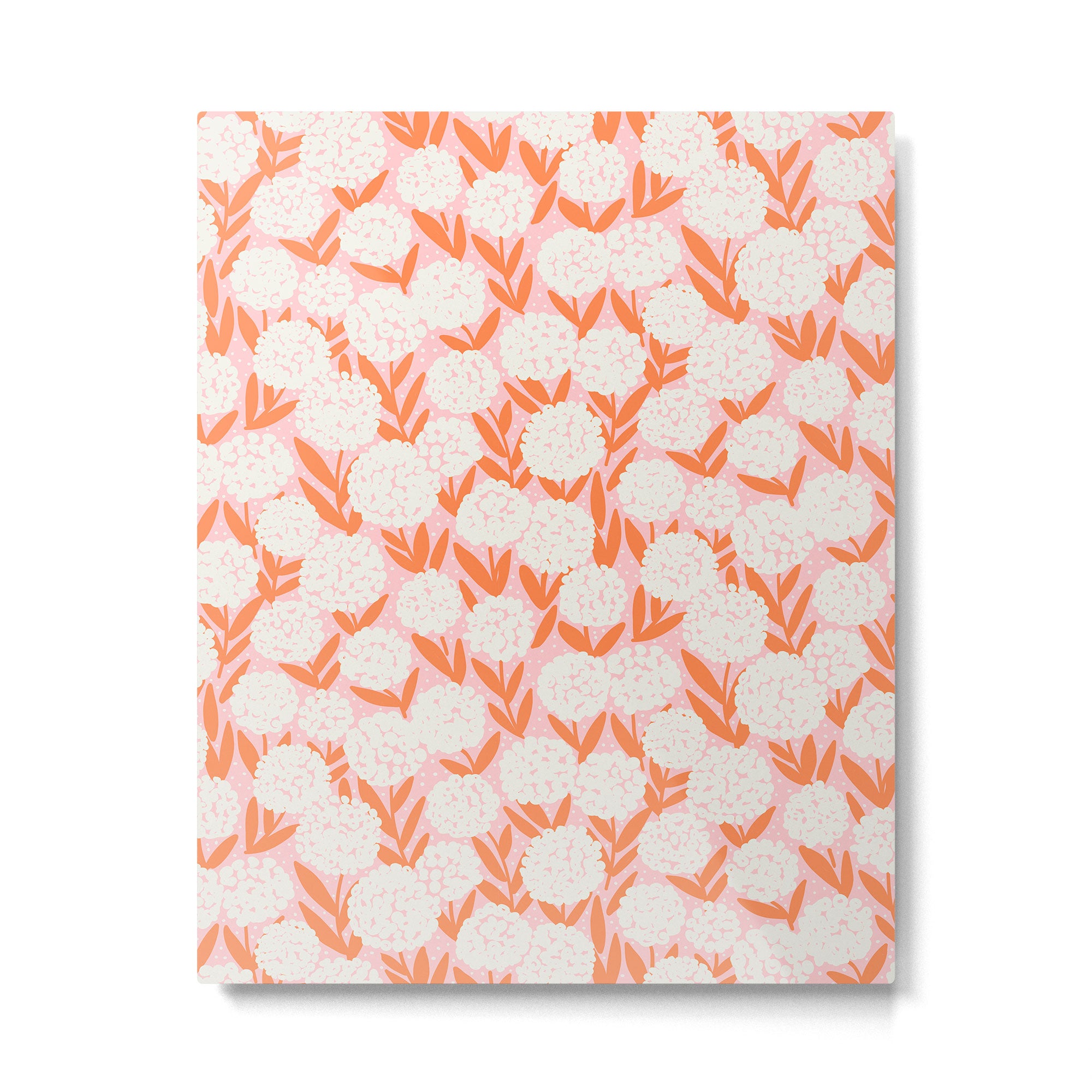 Blooming Abstract Cream and Orange Allium Flowers on Pastel Pink Metal Print Gallery Image 4