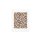 Blooming Abstract White and Orange Allium Flowers on Black Art Print Gallery Image 1
