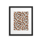Blooming Abstract White and Orange Allium Flowers on Black Framed Art Print Gallery Image 5