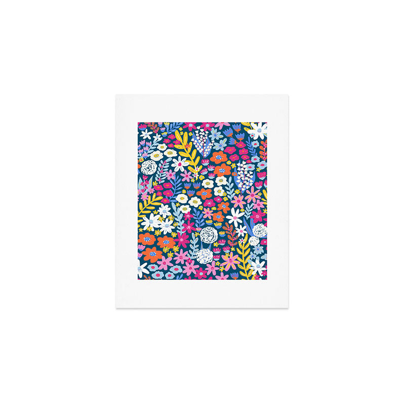 Boho Summer Colorful Flower Meadow Art Print Gallery Image 1