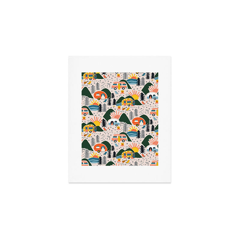 Camping Vacation Pattern Art Print Gallery Image 1
