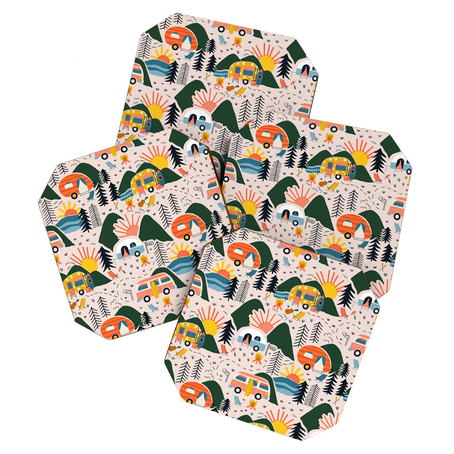 Camping Vacation Pattern Coaster Gallery Image 1