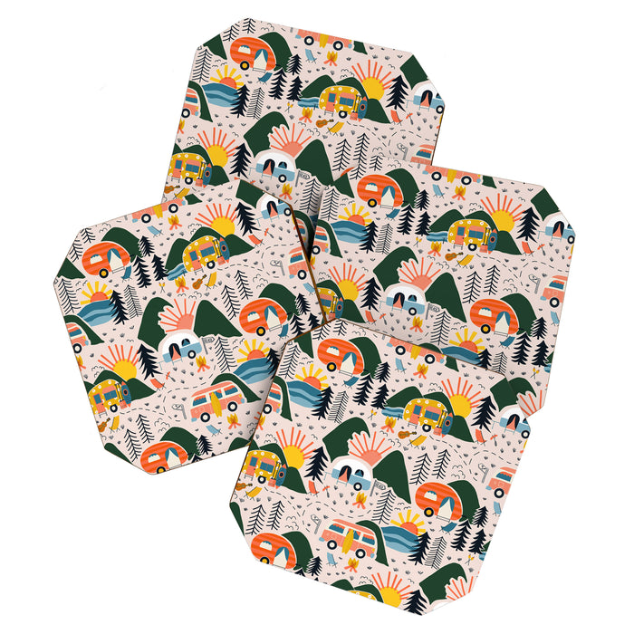 Camping Vacation Pattern Coaster Gallery Image 1