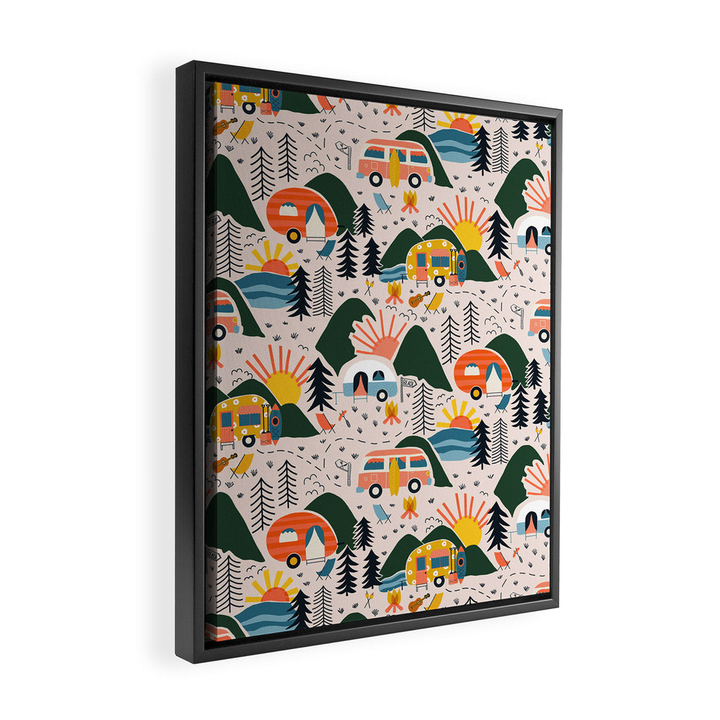 Camping Vacation Pattern Framed Canvas Print Gallery Image 2
