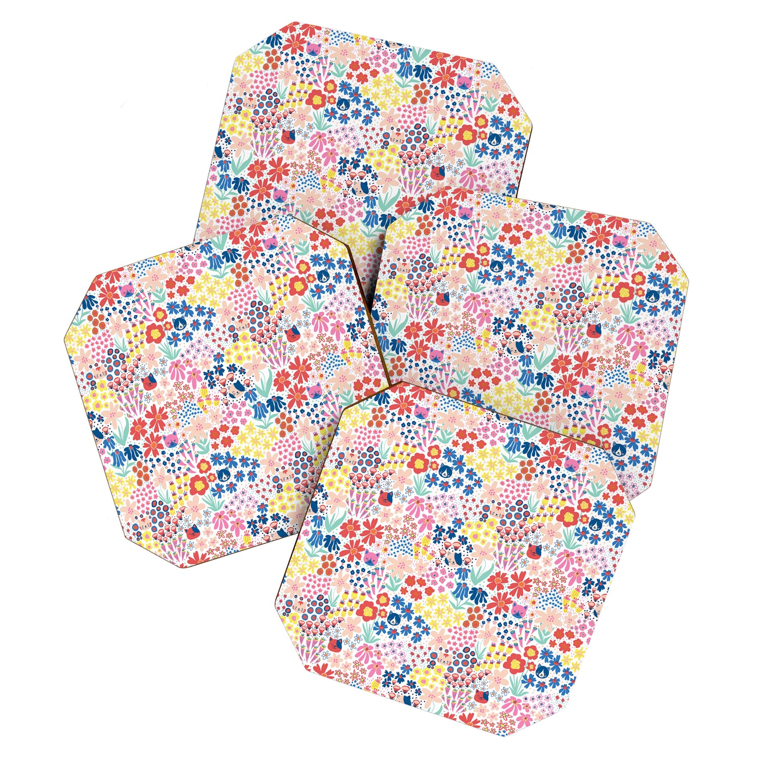 Cats Between Flowers Coaster Gallery Image 1