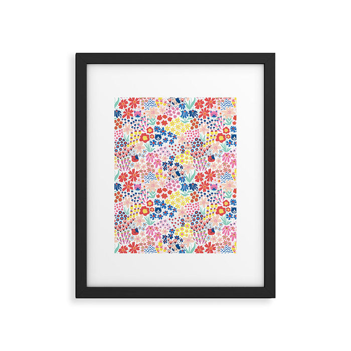 Cats Between Flowers Framed Art Print Gallery Image 1