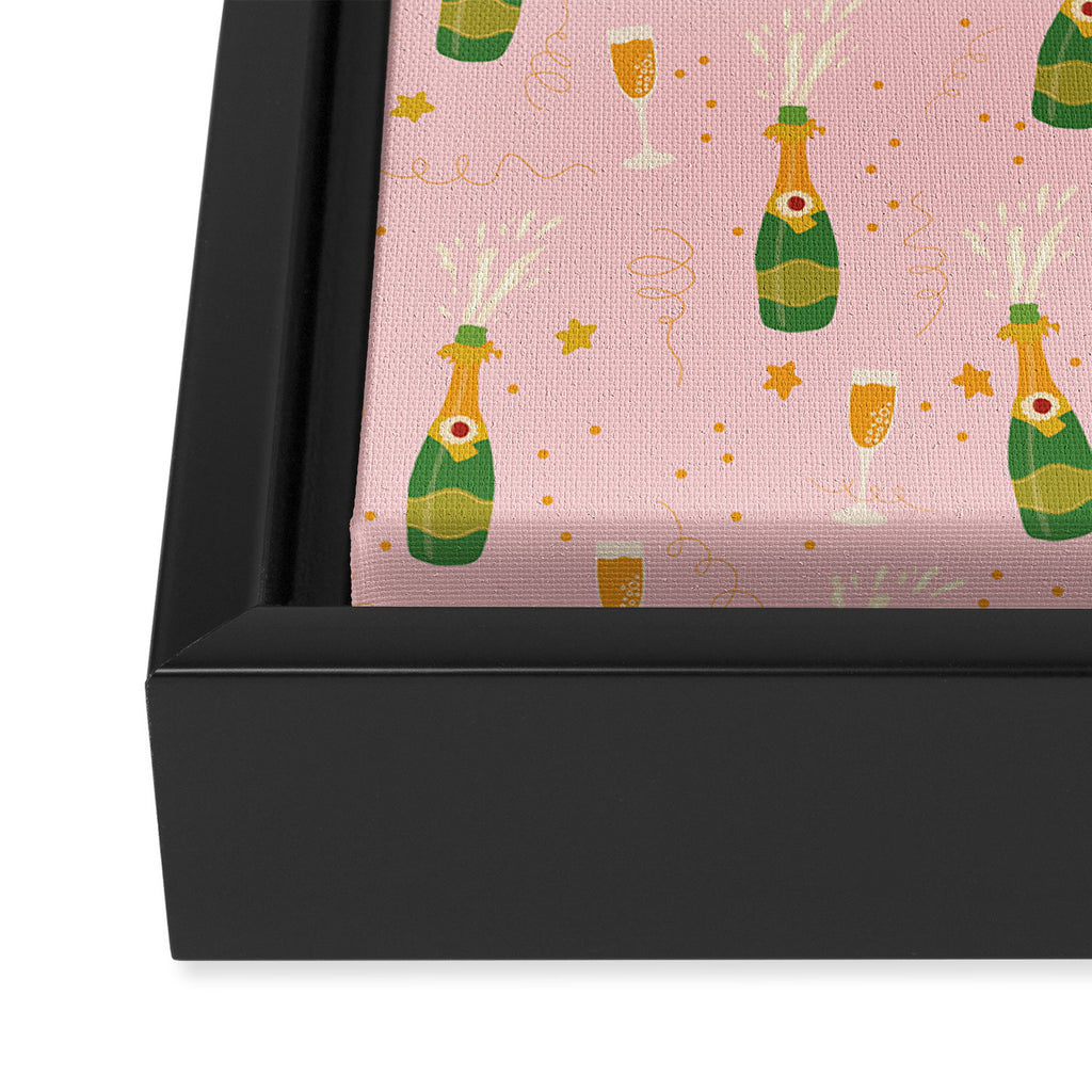 Champagne Bottles Pink Framed Canvas Print Gallery Image 3