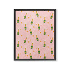 Champagne Bottles Pink Framed Canvas Print Gallery Image 8