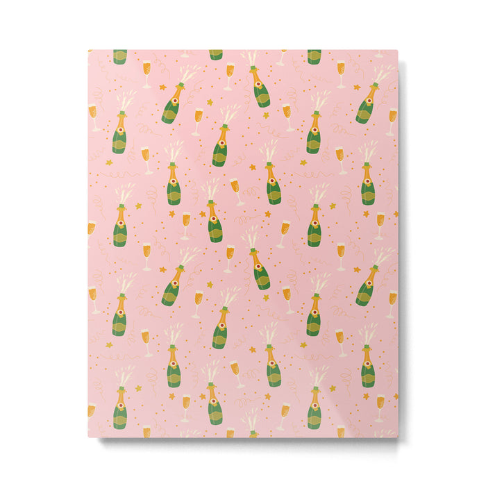 Champagne Bottles Pink Metal Print Gallery Image 1