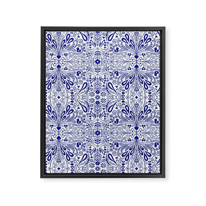 Chinoiserie Scandinavian Folk Art Framed Canvas Print Gallery Image 1
