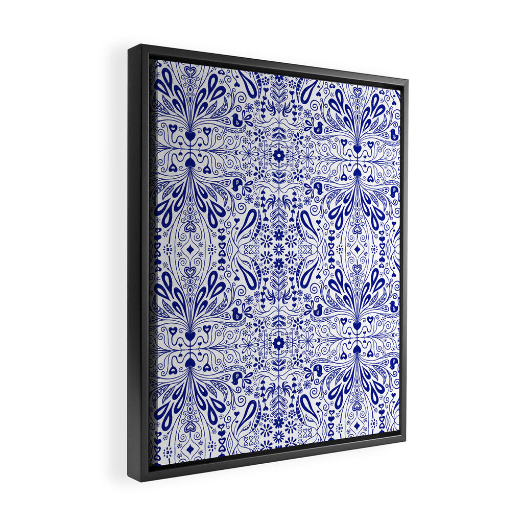 Chinoiserie Scandinavian Folk Art Framed Canvas Print Gallery Image 2