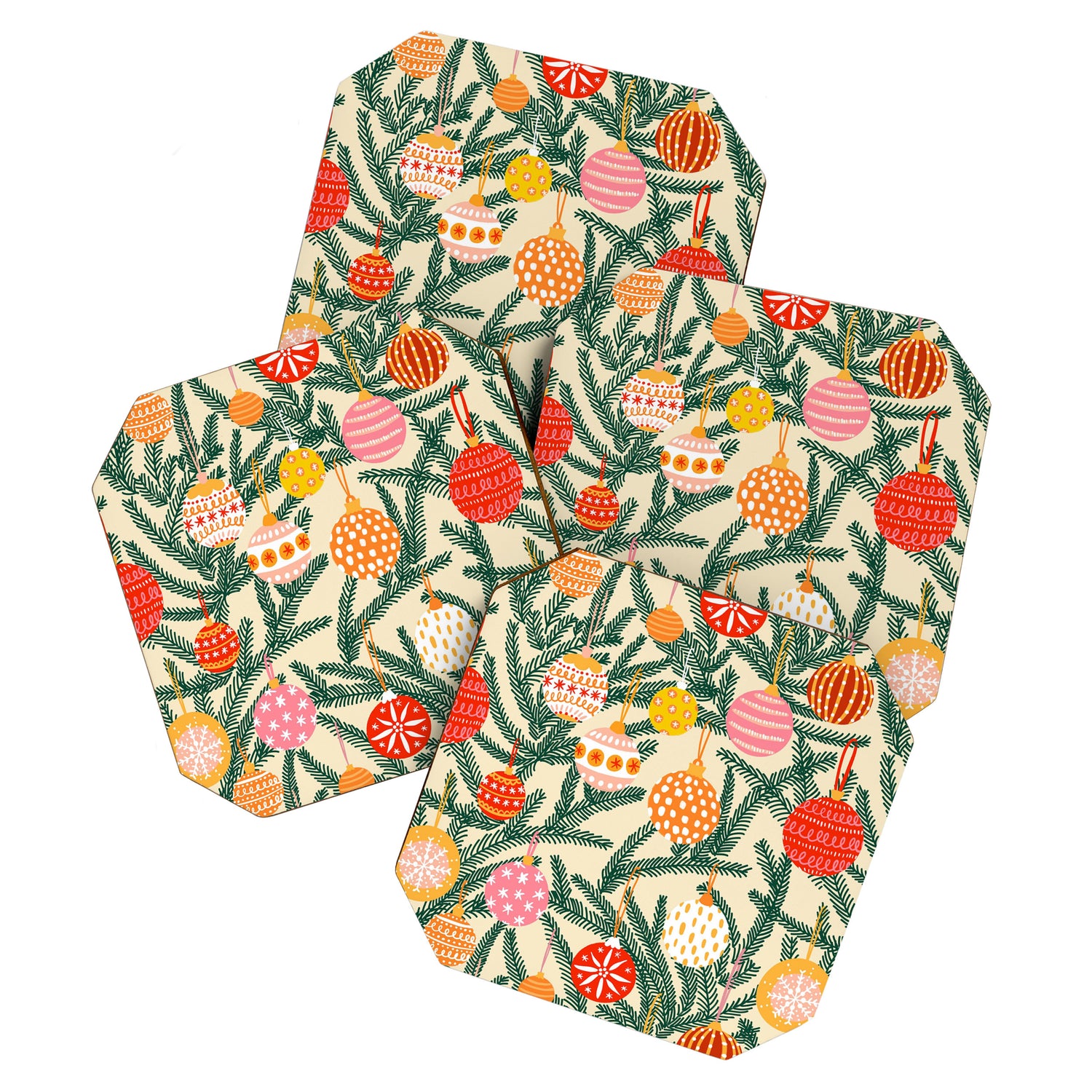 Christmas Baubles Pattern Coaster Gallery Image 1