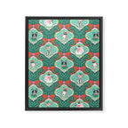 Christmas Dogs Festive Furry Holiday Ornaments Damask Dark Green  Framed Canvas Print Gallery Image 8