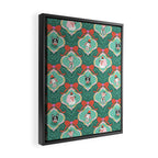 Christmas Dogs Festive Furry Holiday Ornaments Damask Dark Green  Framed Canvas Print Gallery Image 2