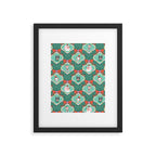 Christmas Dogs Festive Furry Holiday Ornaments Damask Dark Green  Framed Art Print Gallery Image 6