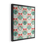 Christmas Dogs Festive Furry Holiday Ornaments Damask Pastel Green Framed Canvas Print Gallery Image 2