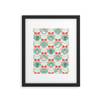 Christmas Dogs Festive Furry Holiday Ornaments Damask Pastel Green Framed Art Print Gallery Image 6