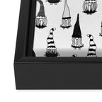 Christmas Gnomes Black White Framed Canvas Print Gallery Image 3