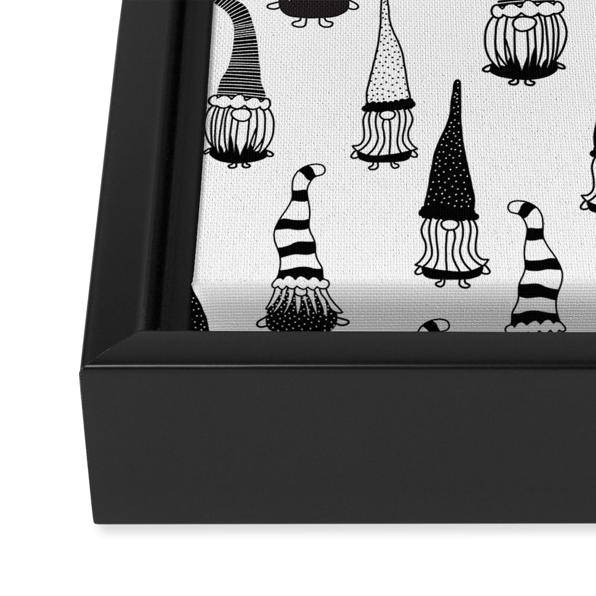Christmas Gnomes Black White Framed Canvas Print Gallery Image 3