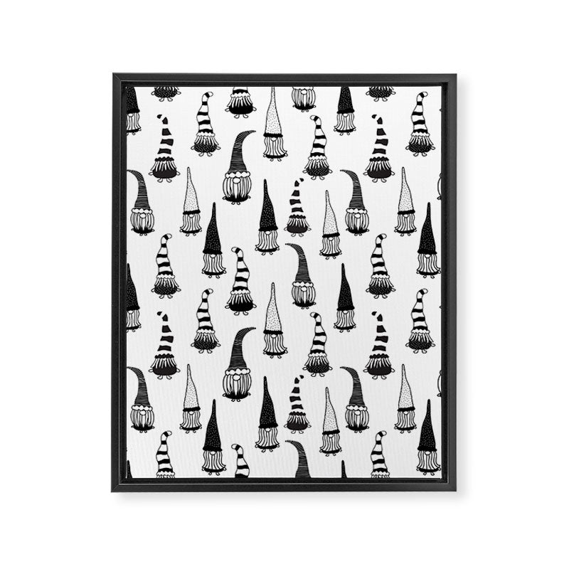 Christmas Gnomes Black White Framed Canvas Print Gallery Image 8