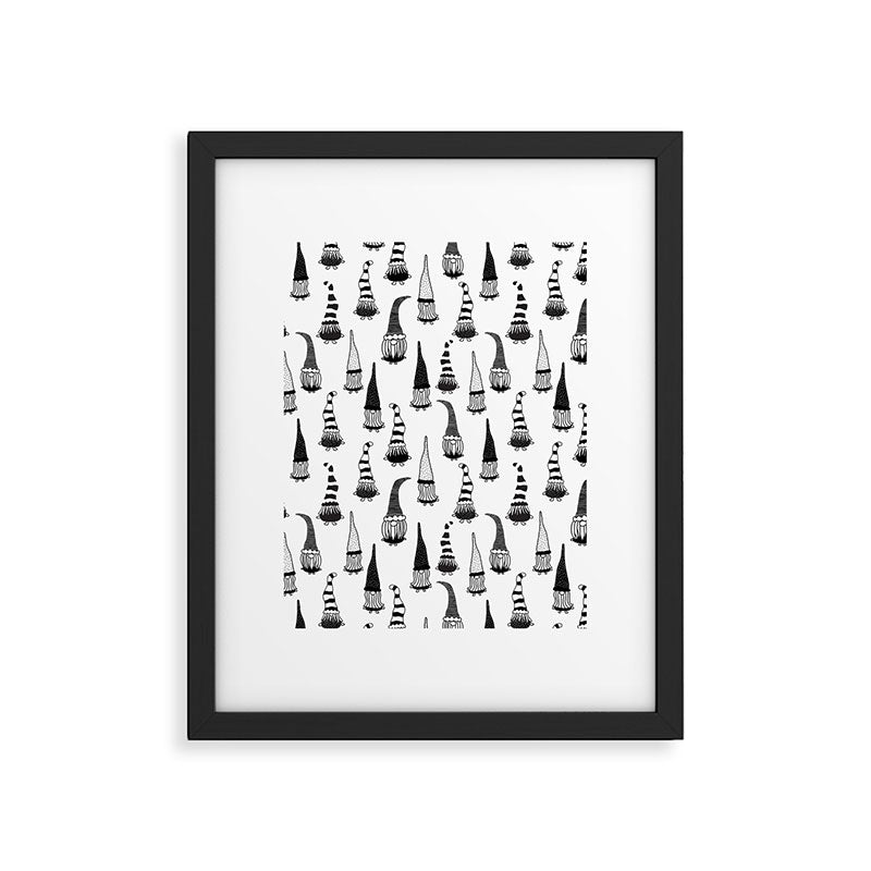 Christmas Gnomes Black White Framed Art Print Gallery Image 6