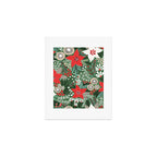 Christmas Holiday Flowers Poinsettia Green Red White Pattern Art Print Gallery Image 1