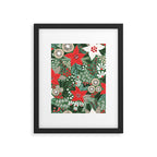Christmas Holiday Flowers Poinsettia Green Red White Pattern Framed Art Print Gallery Image 5