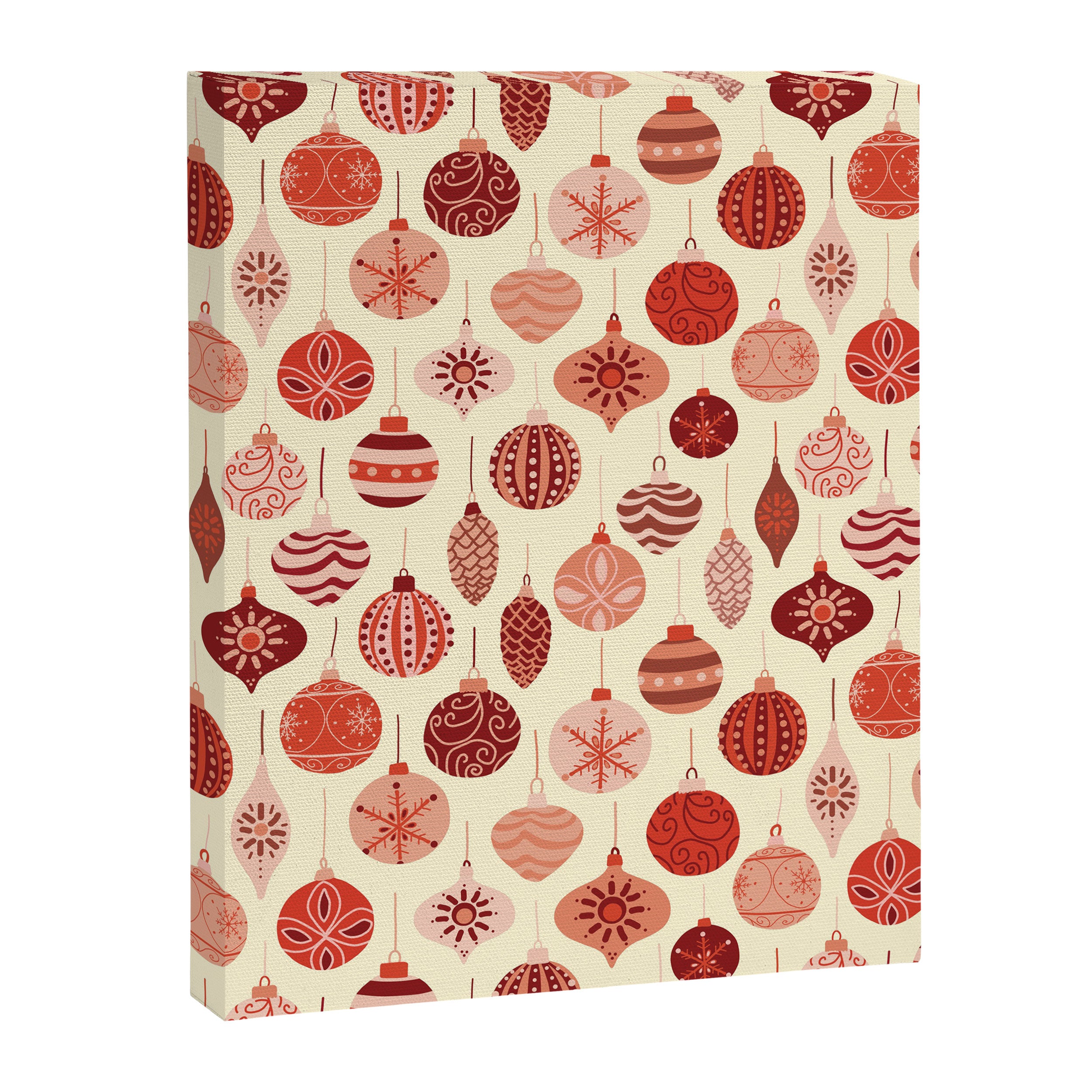 Christmas Ornaments Red Pink Beige Pattern Canvas Print Gallery Image 8