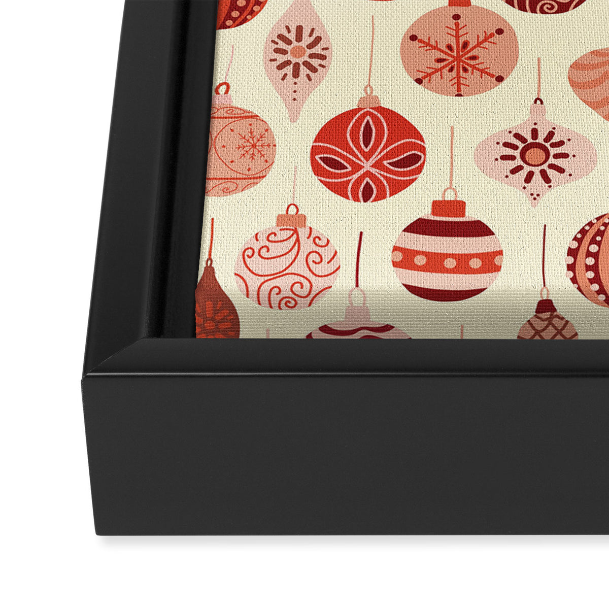Christmas Ornaments Red Pink Beige Pattern Framed Canvas Print Gallery Image 3