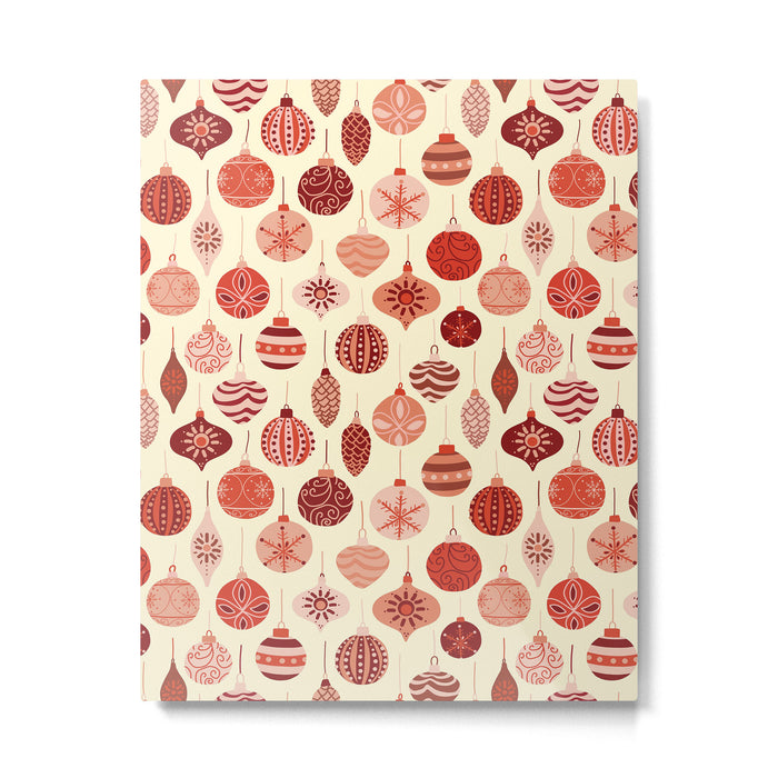 Christmas Ornaments Red Pink Beige Pattern Metal Print Gallery Image 1